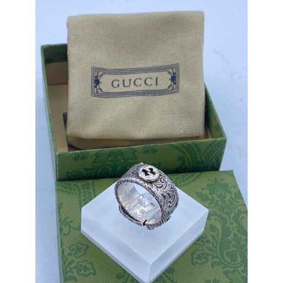 Authentic Gucci Sterling Silver GG Ring β Size 8ΒΎ - Picture 3 of 5